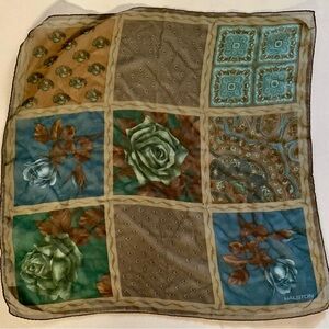 Halston Vintage Silk Chiffon Floral Print Scarf
